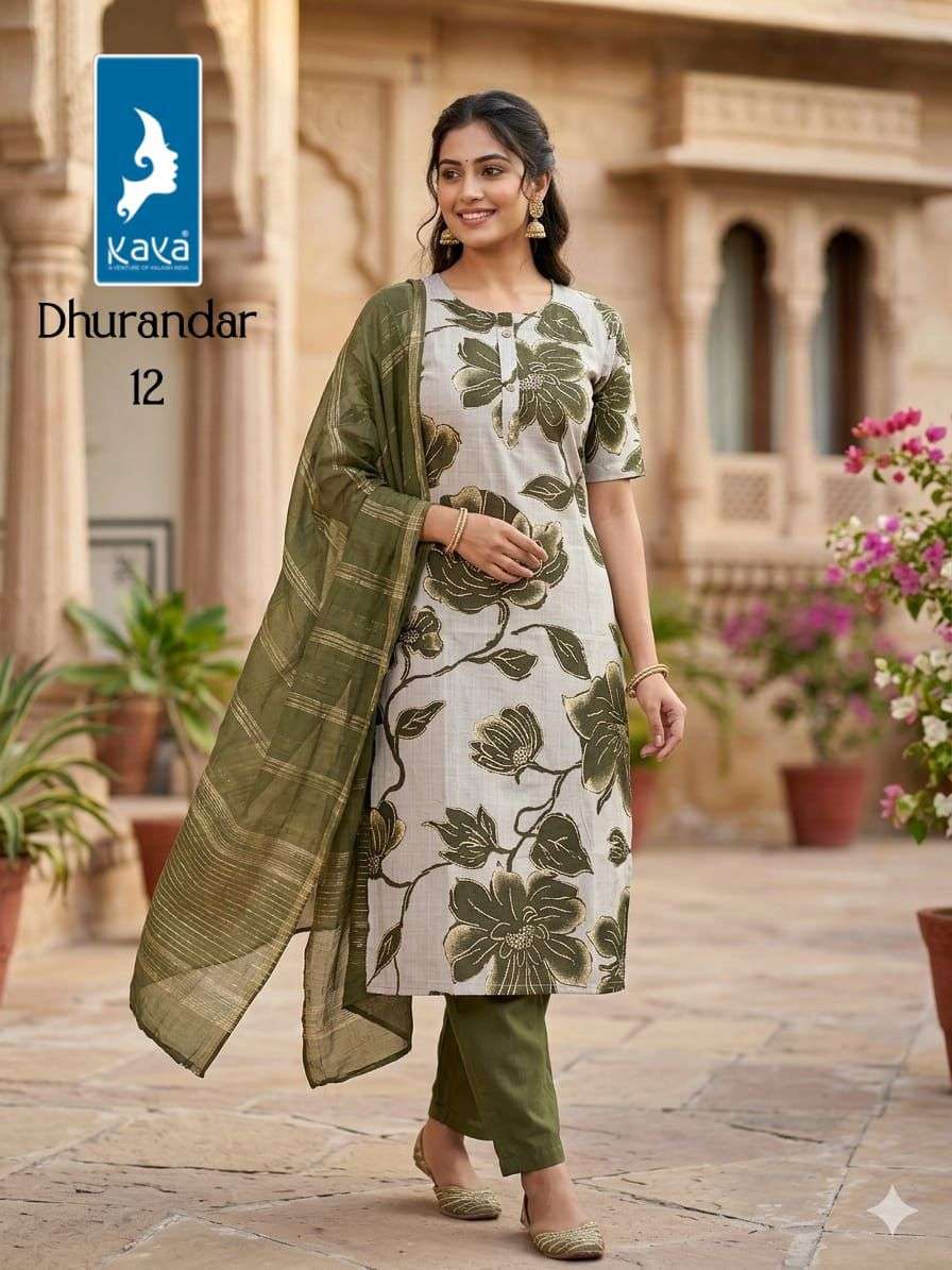 KAYA KURTI DHURANDHAR VERTICAN PRINT KURTI PANT WITH POCKET ...