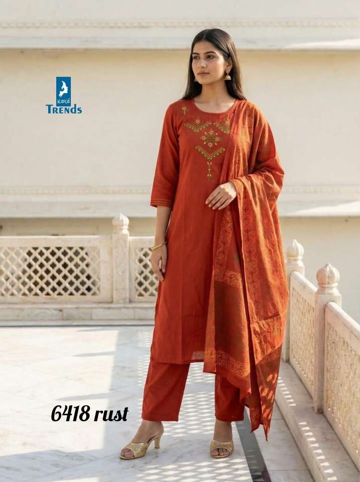 KAYA TRENDS 6418 COTTON EMBROIDARY WORK SALWAR SUIT AT READY...