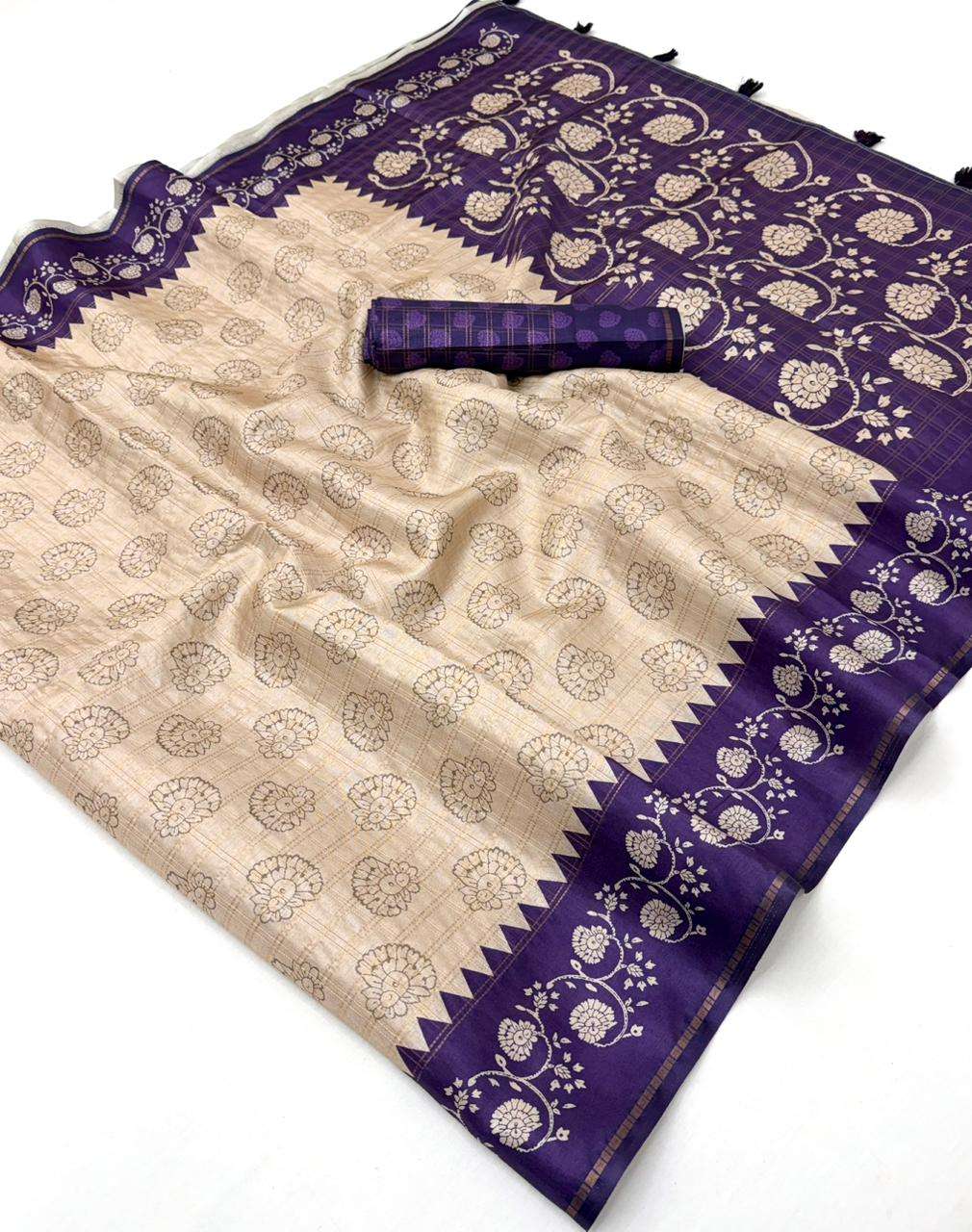 Kazari Series Charvi Tusser Soft  and cool Tusser silk fabri...