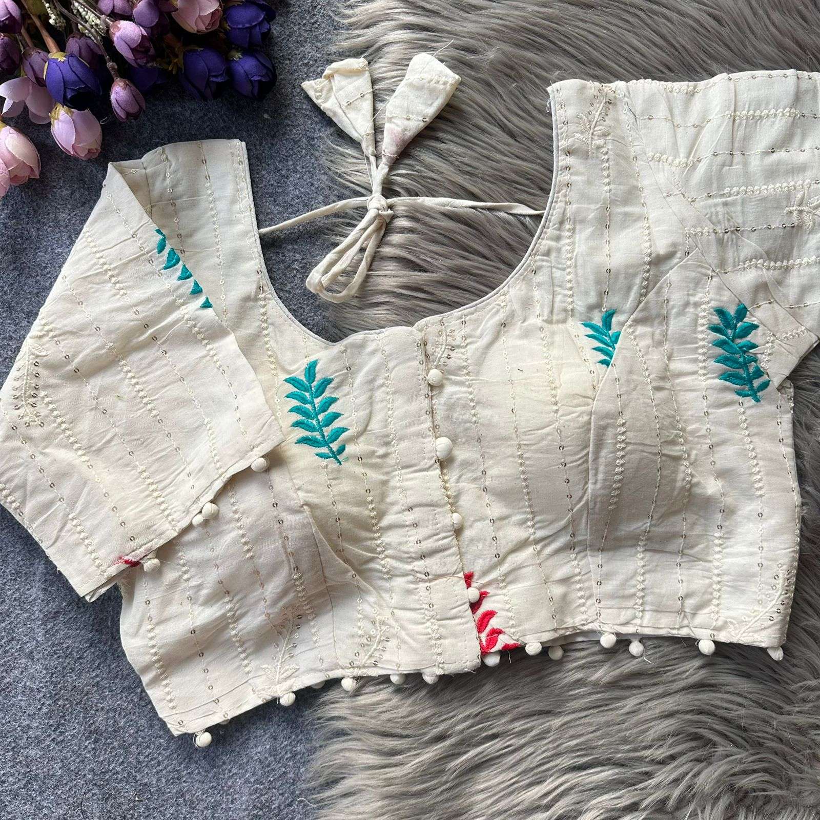 khadi pricn cut blouse Pure and white Camric Cotton fabric D...