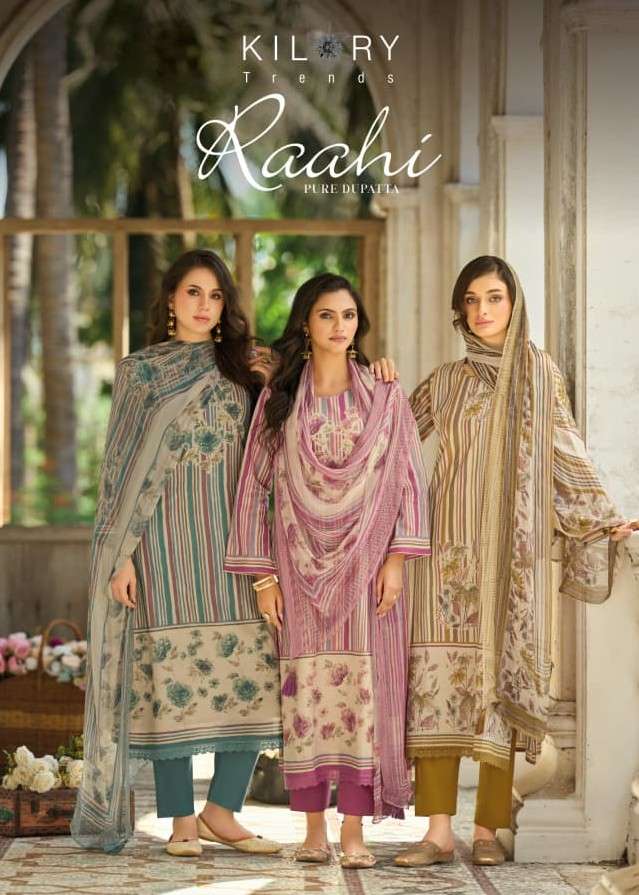 KILORY TRENDS RAAHI LAWN COTTON PRINT HANDWORK SUIT FOR WOME...