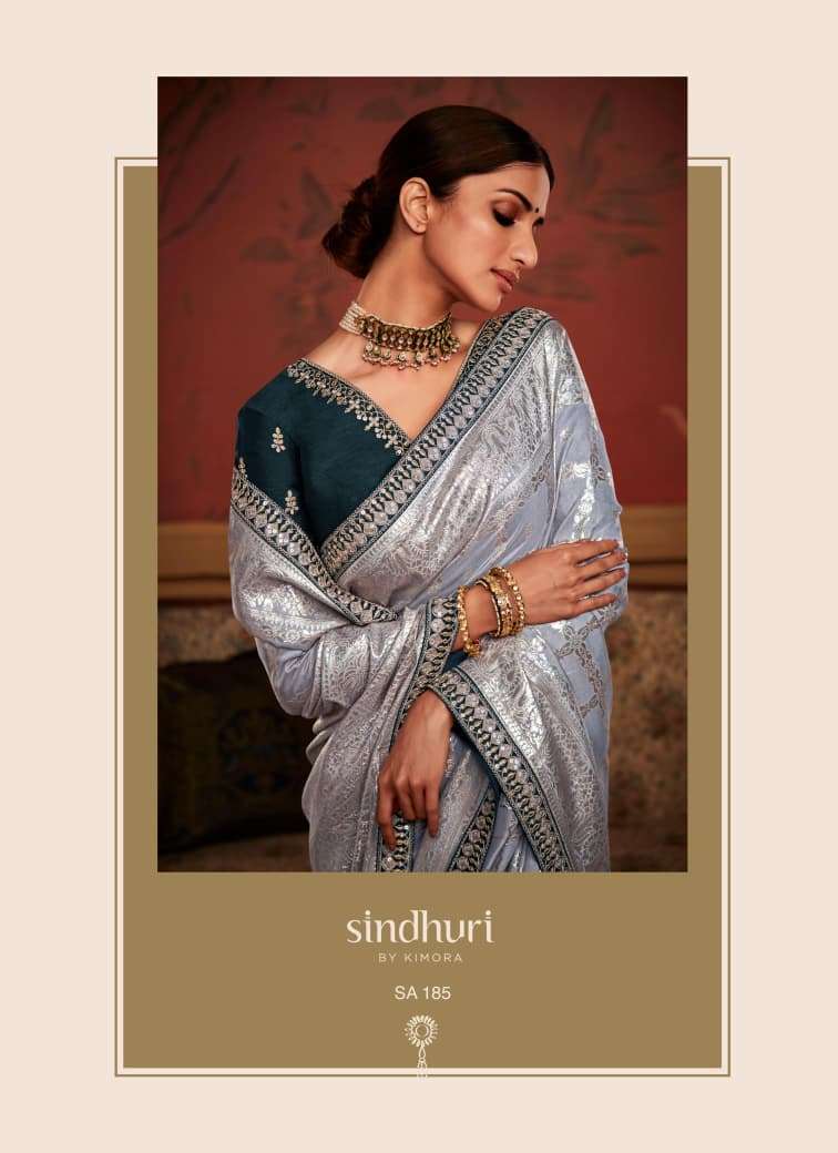 KIMORA SINDHURI MAHARANI INDIAN TOP SAREE BARND DOLA SILK HE...