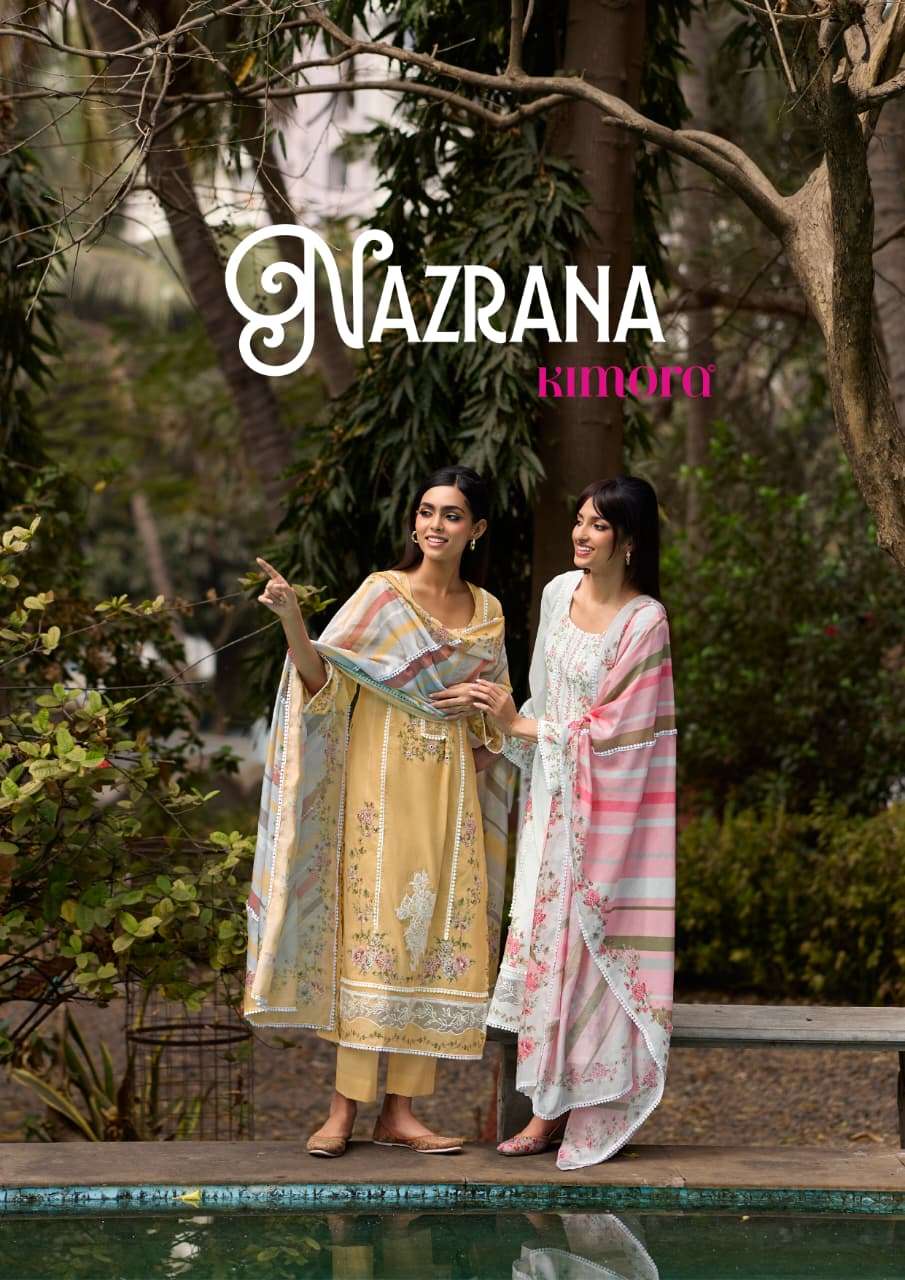 KIMORA SUIT NAZRANA 2351 TO 2354 COTTON LAWN FLOWER SUIT PAR...