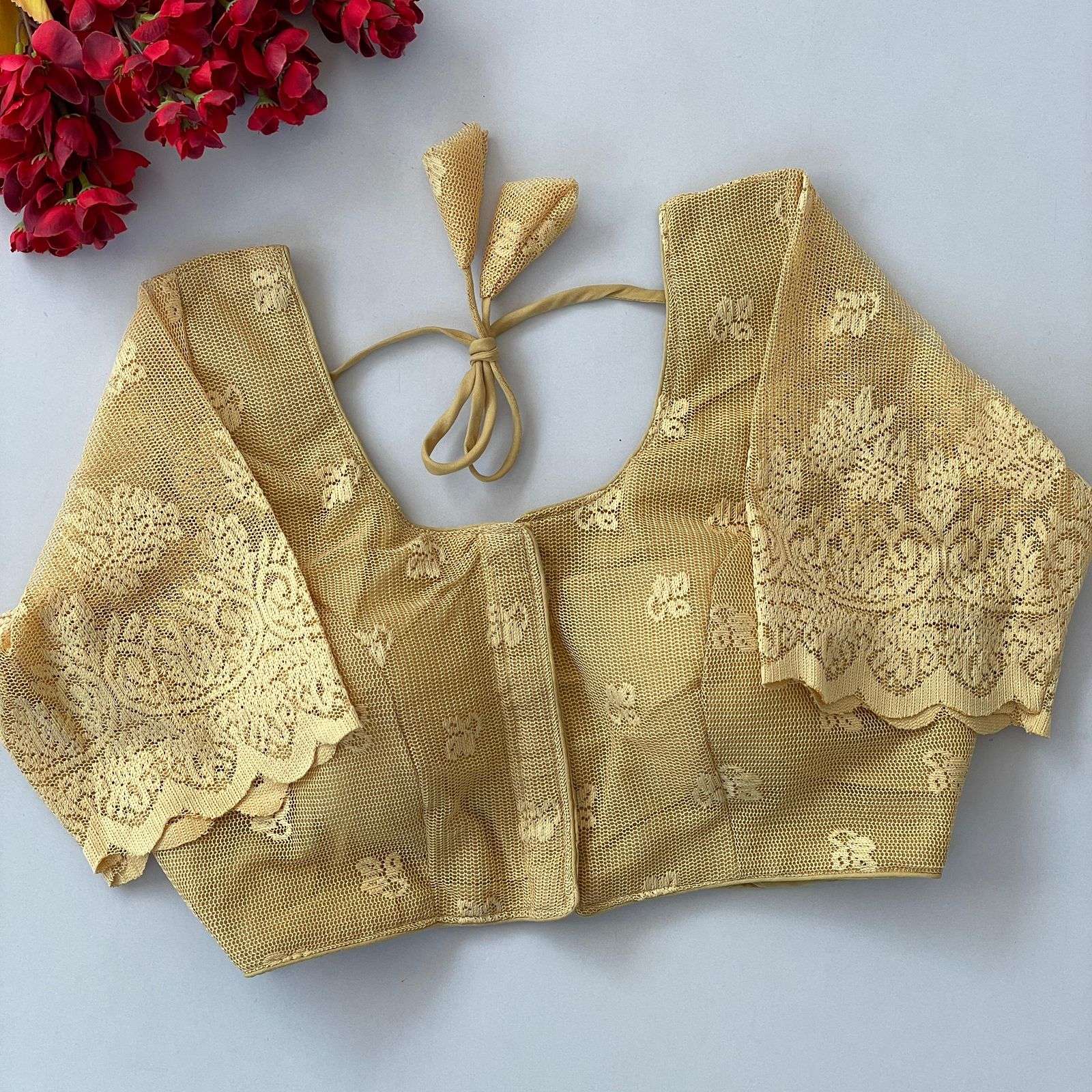  Knitting beautiful 2 Black & Gold Super Net Cutwork Padded...
