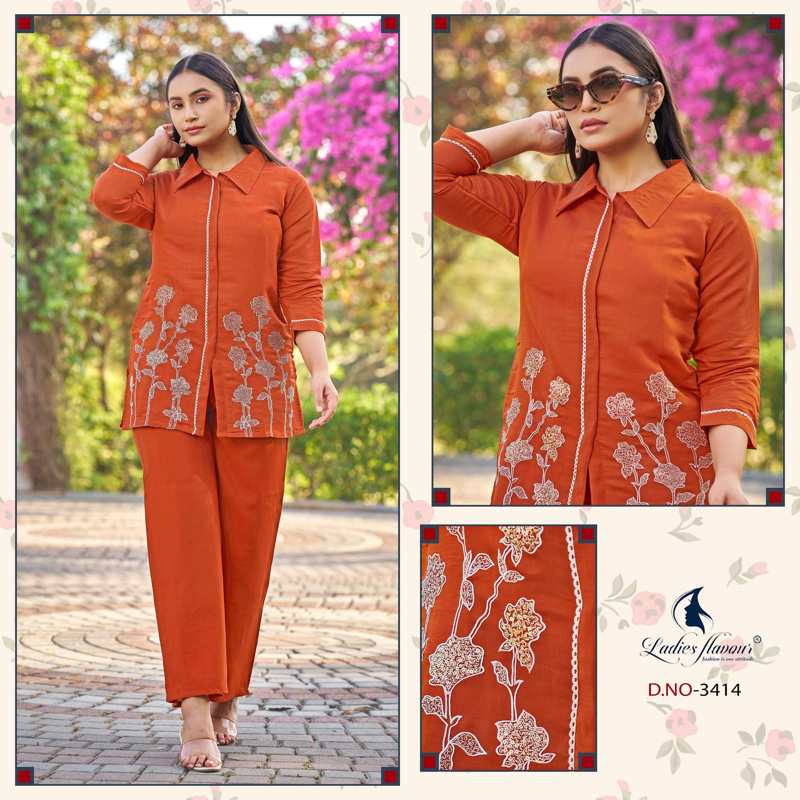 LADIES FLAVOUR 3414 TO 3416 CHANDERI CORD SET FOR CASUAL WEA...