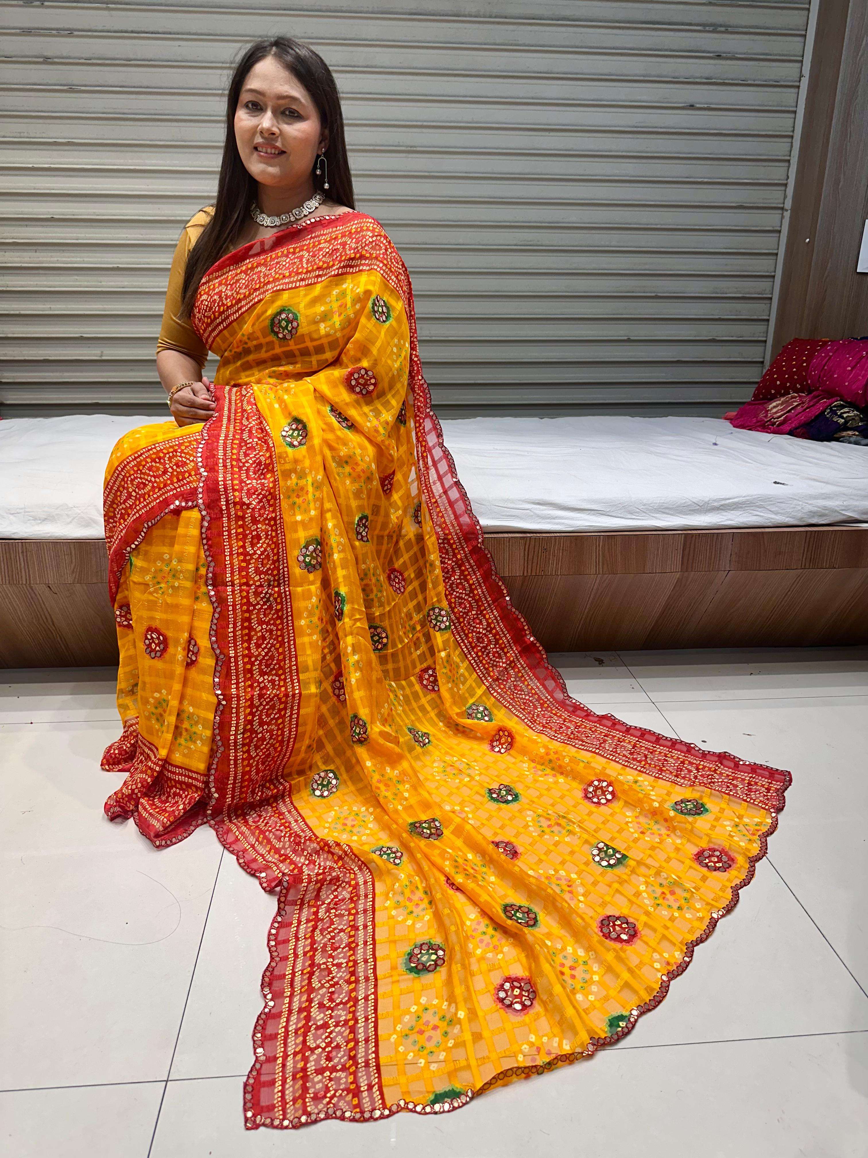  Leriya With Bandhani  Viscose Georgette fancy fabric fabric...