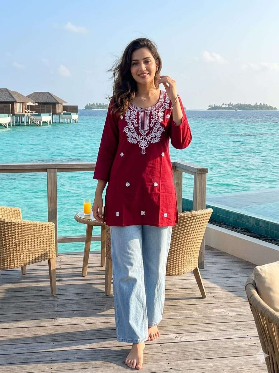 LUKHNAWI SHORT TOP RAYON FABRIC OFFICE AND COLLEGE WEAR BUY ...