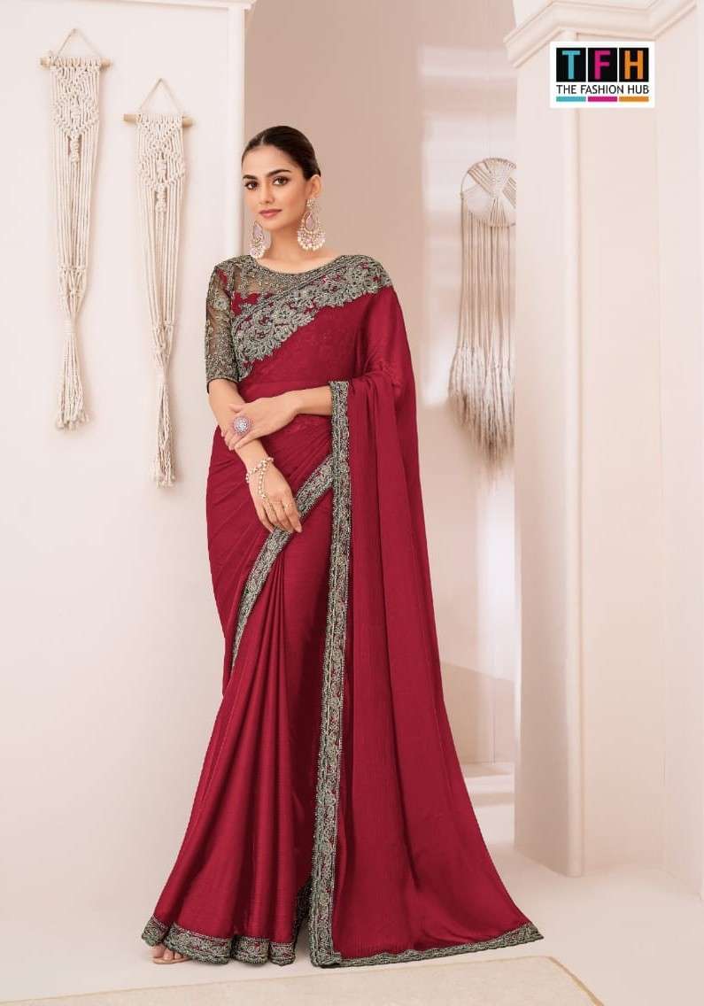  LUXURY THF MOTI FANCY FABRIC IN PARTY WEAR STYLE SAREE WHOL...