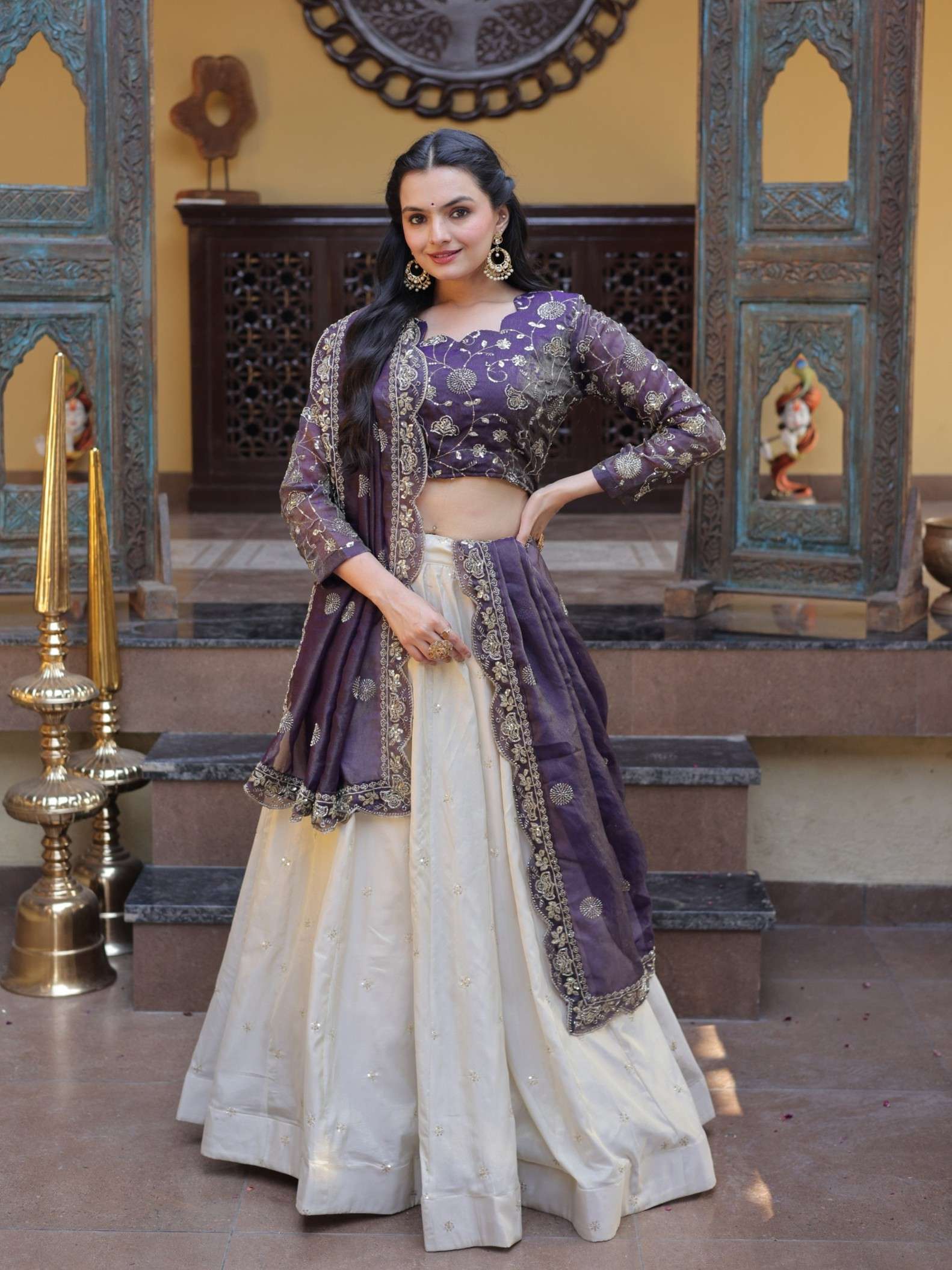 LW 7164 COSMOS WITH ZARI SEQUINS WORK LEHENGA CHOLI WITH DUP...