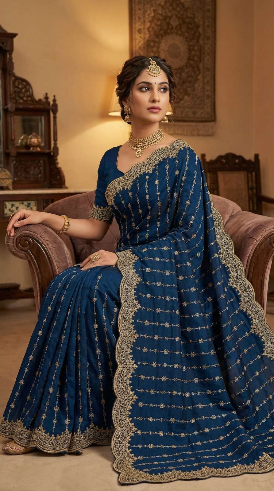   Manki fancy Launching New Designer Bluming Vichitra silk f...