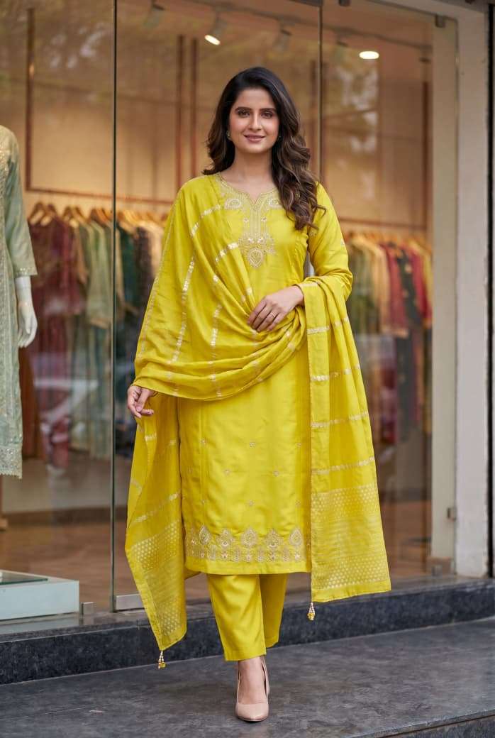 MEENAKSHI BH ROMAN SILK WITH HALF INNER SALWAR SUIT FESTIVAL...