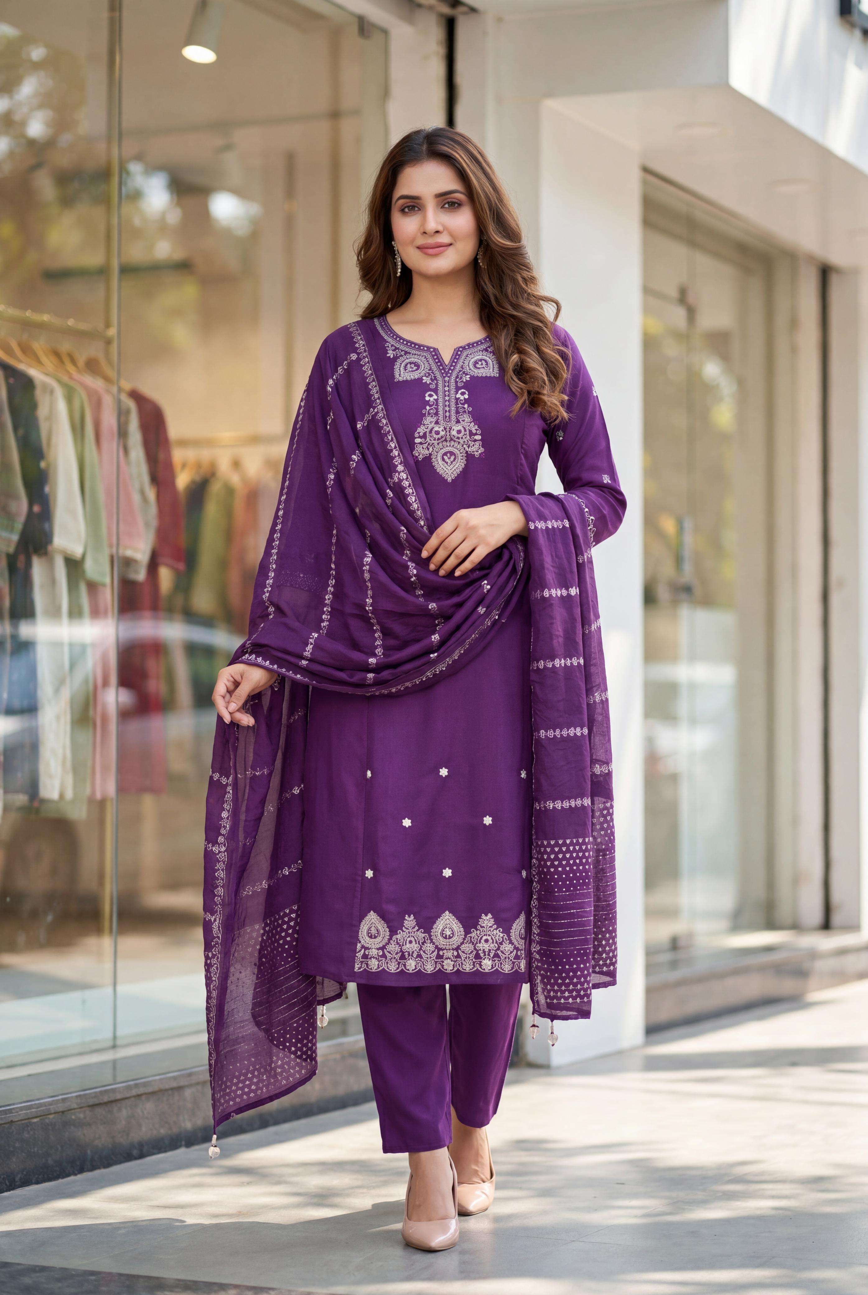 MEENAKSHI SILK WITH HALF INNER READYMADE 3 PIECE SUIT AT WHO...