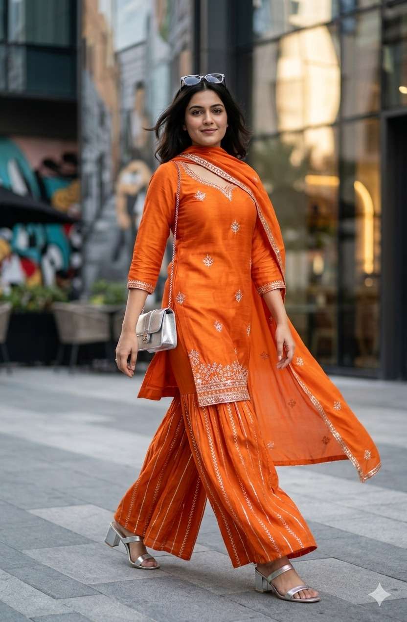 MEENAVA CHINON HEAVY DESIGNER KURTI PALAZZO SUIT TO BRANDED ...