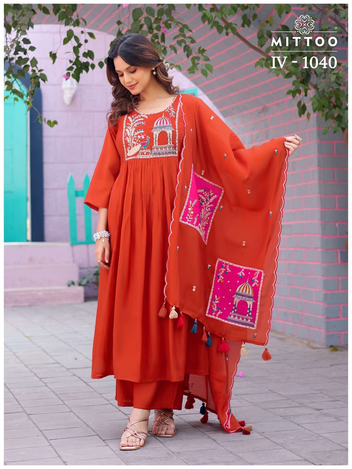 MITTOO 1009 SOFT MULL CHANDERI SILK STITCHED SALWAR SUIT JAI...