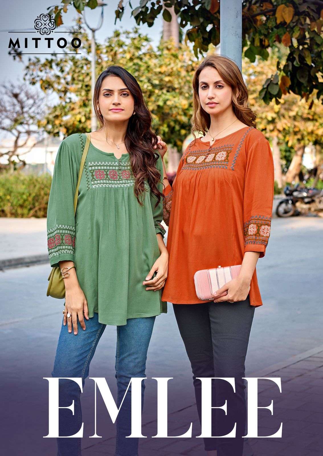 MITTOO EMLEE NEW STYLE RAYON SHORT TOP TYPE KURTI CATALOGE W...