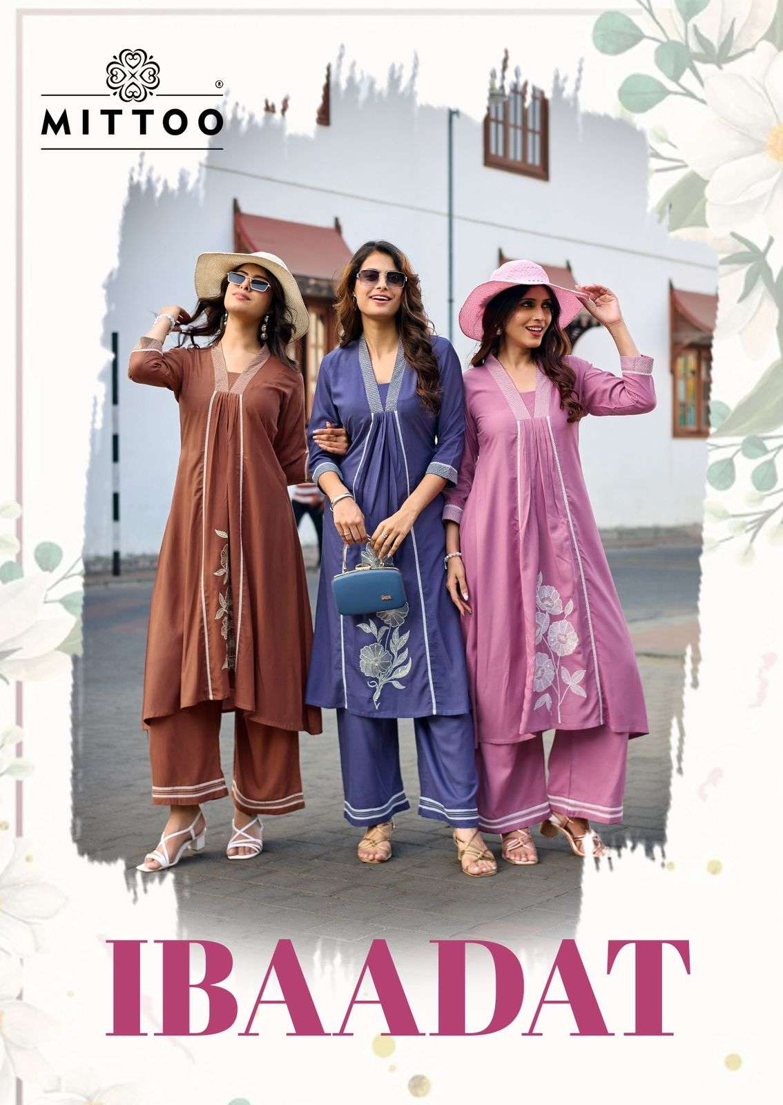 MITTOO IBADAT RAYON THREAD WORK KURTI PANT AT CORD SET WHOLE...