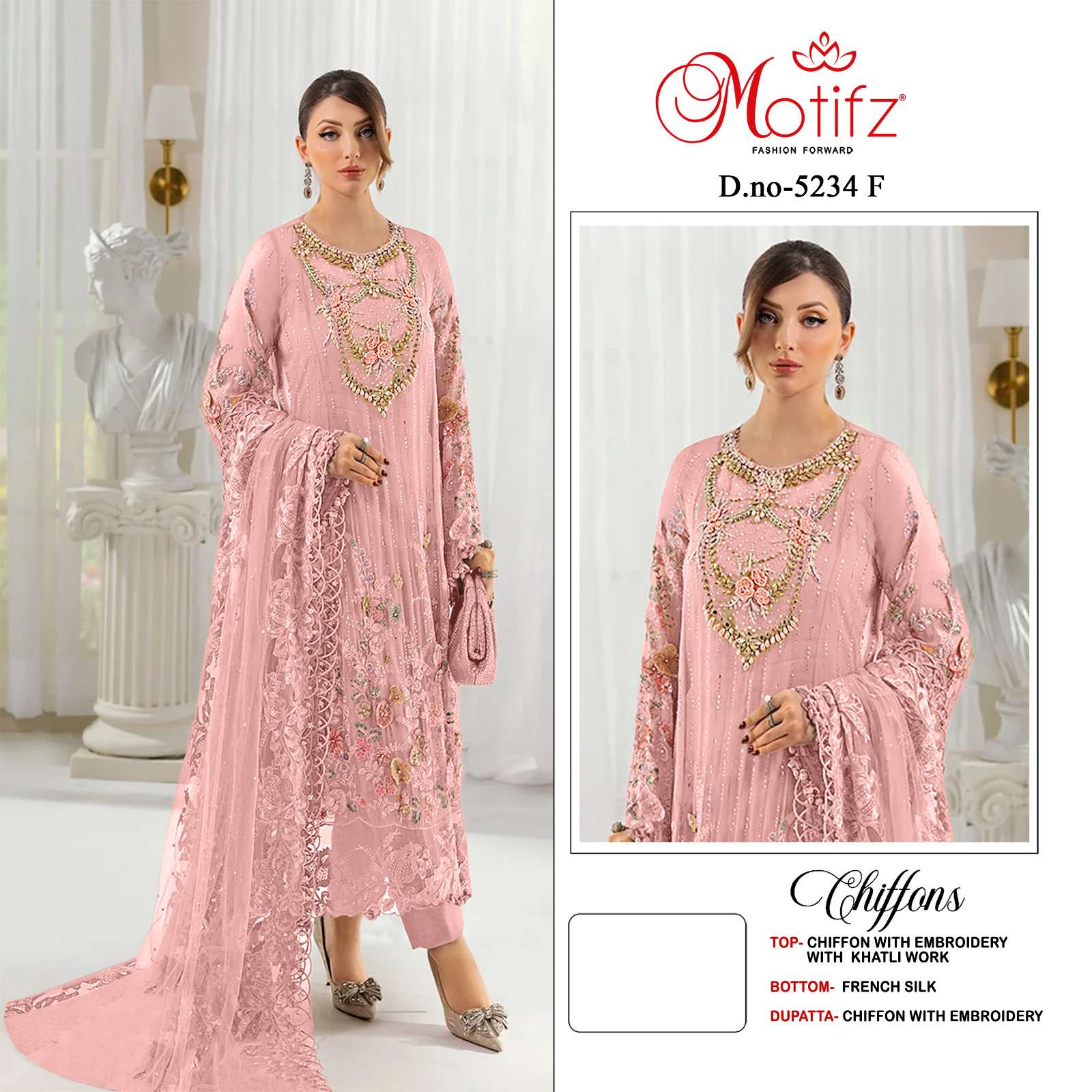 MOTIFZ 5234 SIFFON WITH EMBROIDERY PAKISTANI DESIGN INDIAN S...
