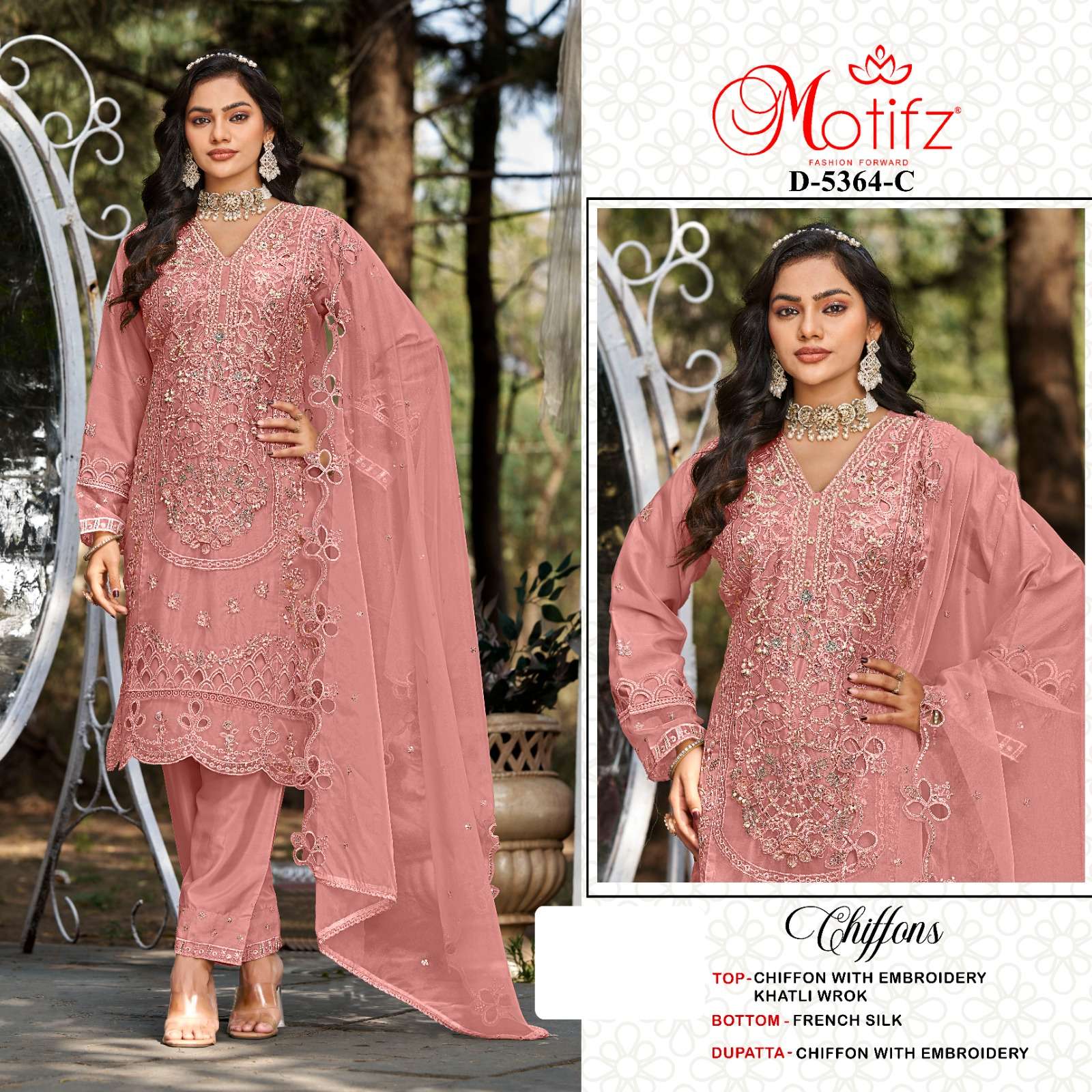 MOTIFZ 5364 SHIFFON WITH EMBROIDERY WORK SALWAR KAMEEZ TRADI...