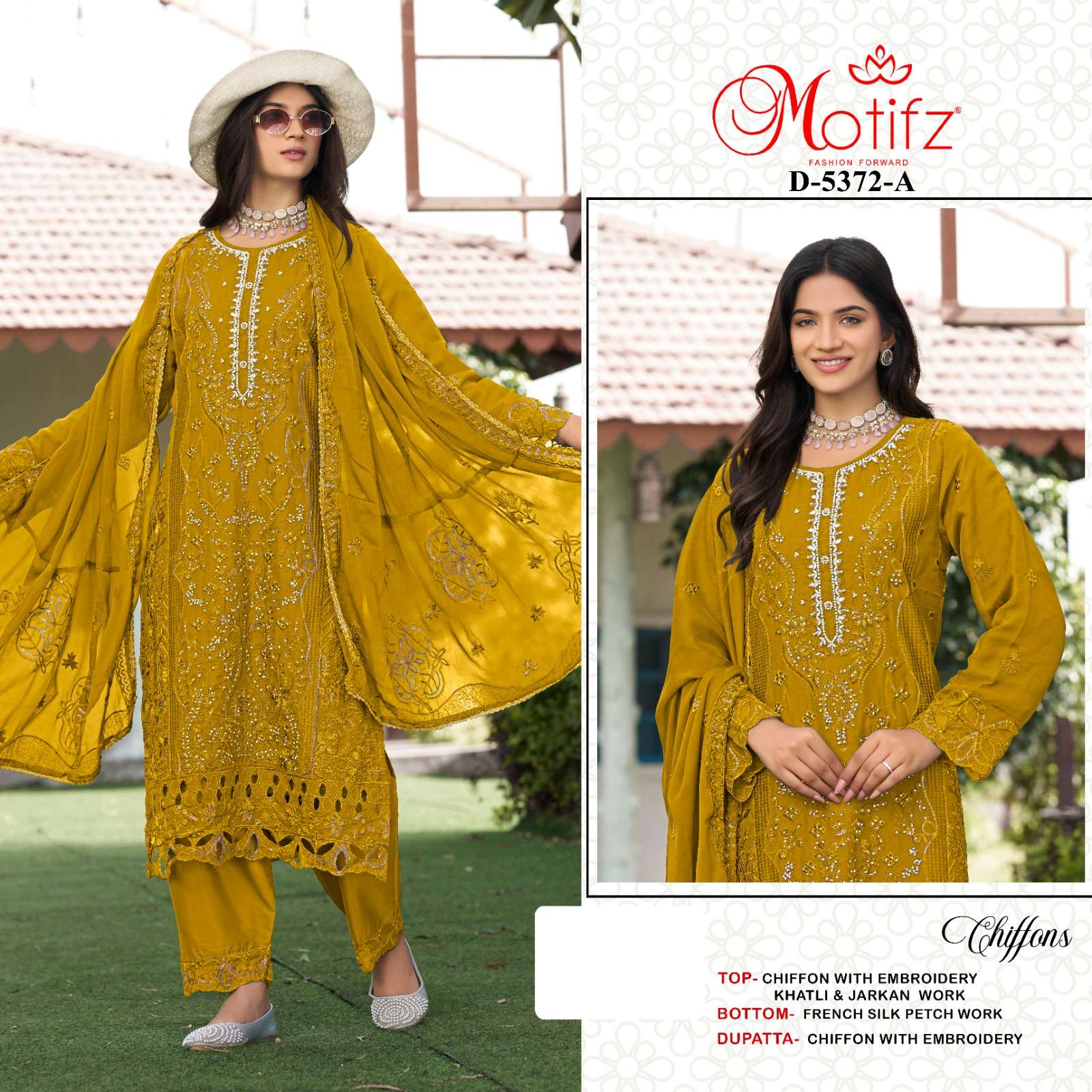 MOTIFZ 5372 BOUTIQUE SIFFON WITH EMBROIDERY PAKISTANI SUIT A...