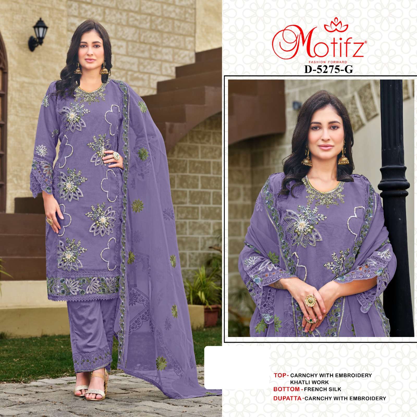 MOTIFZ VOL 5275 CURCHNY WITH EMBROIDERY PAKISTANI DRESS SET ...