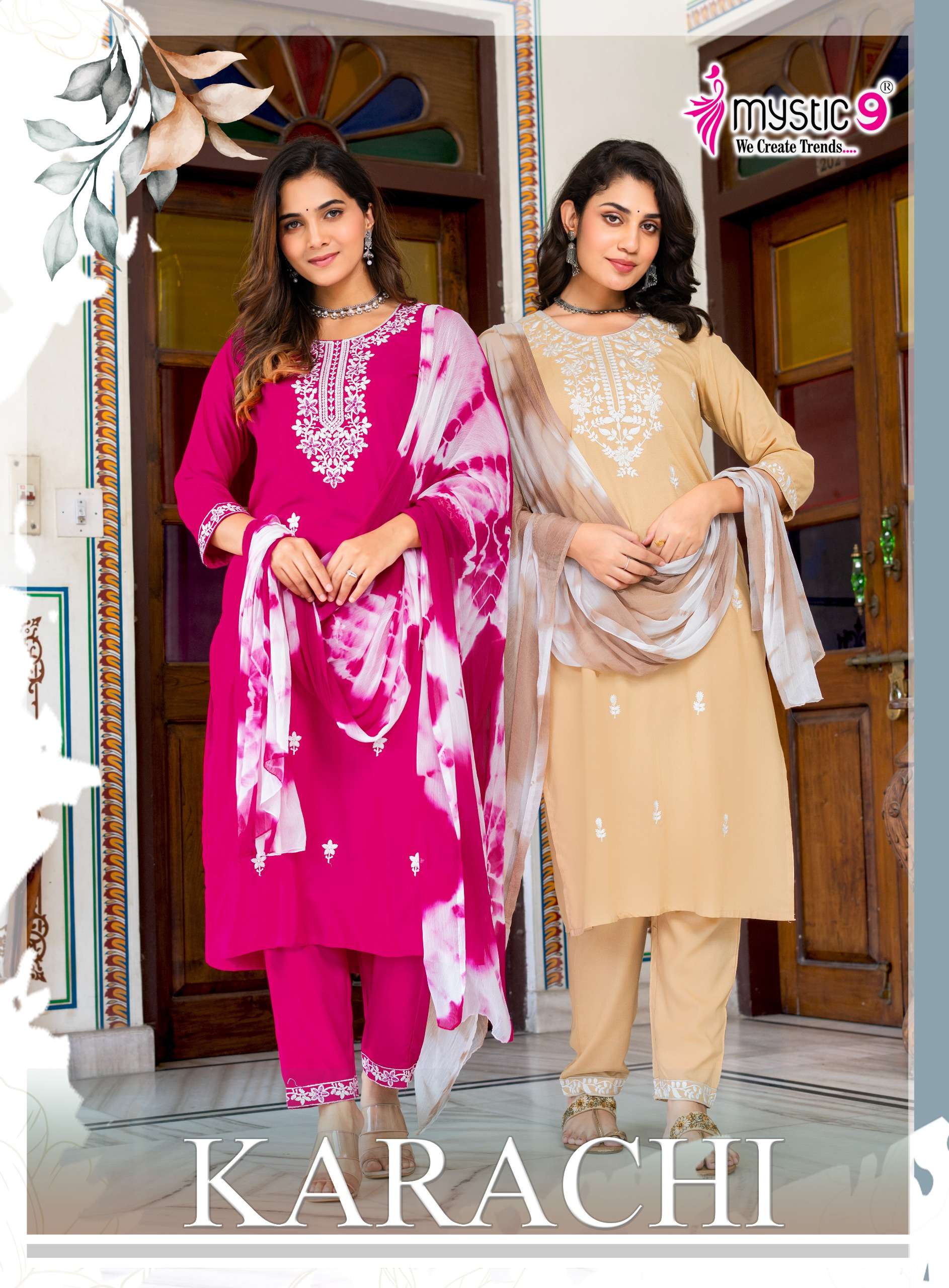 MYSTIC 9 KARACHI VOL 1 RAYON LUCKNAWI STRAIGHT CUT CATALOGUE...
