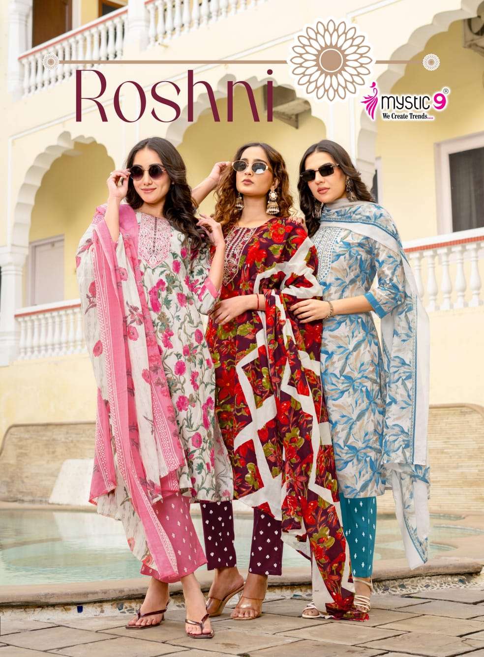 MYSTIC 9 ROSHNI VOL 1 EXCLUSIVE COTTON STRAIGHT CUT CATALOGU...