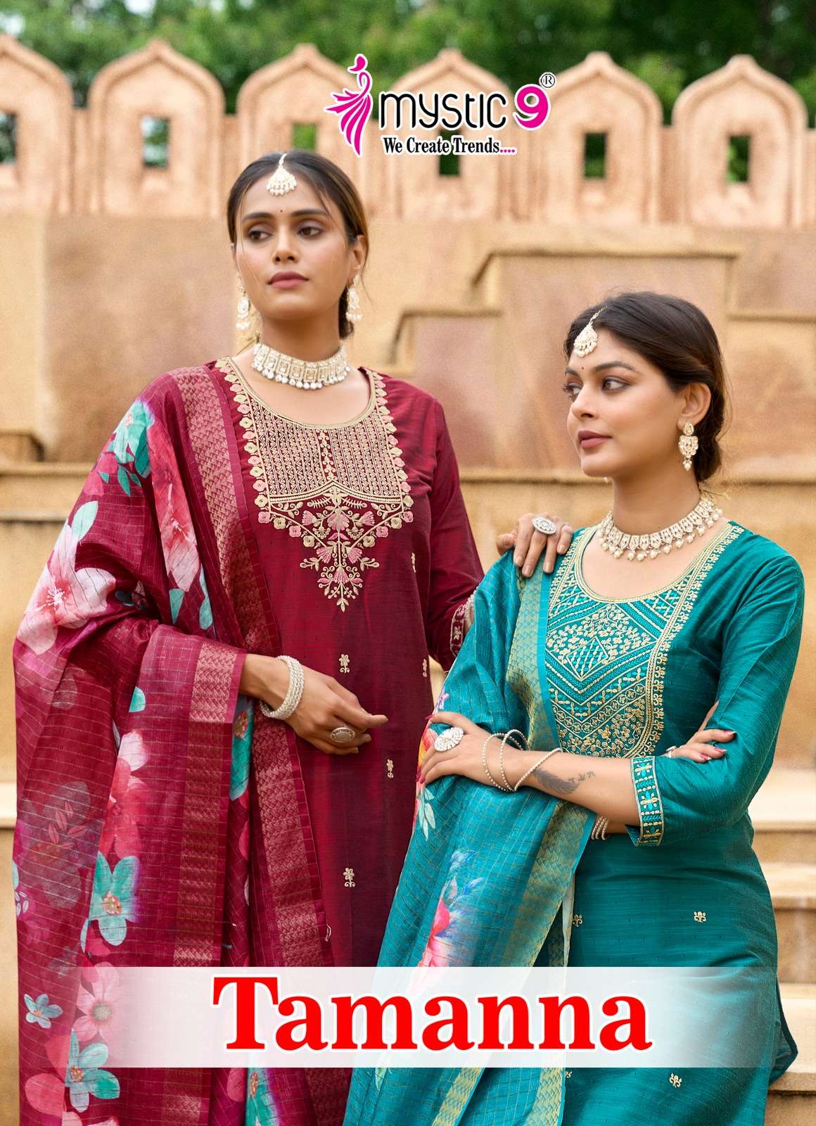 MYSTIC 9 TAMANNA VOL 1 BANGLORE SILK DOBBY STRAIGHT CUT CATA...