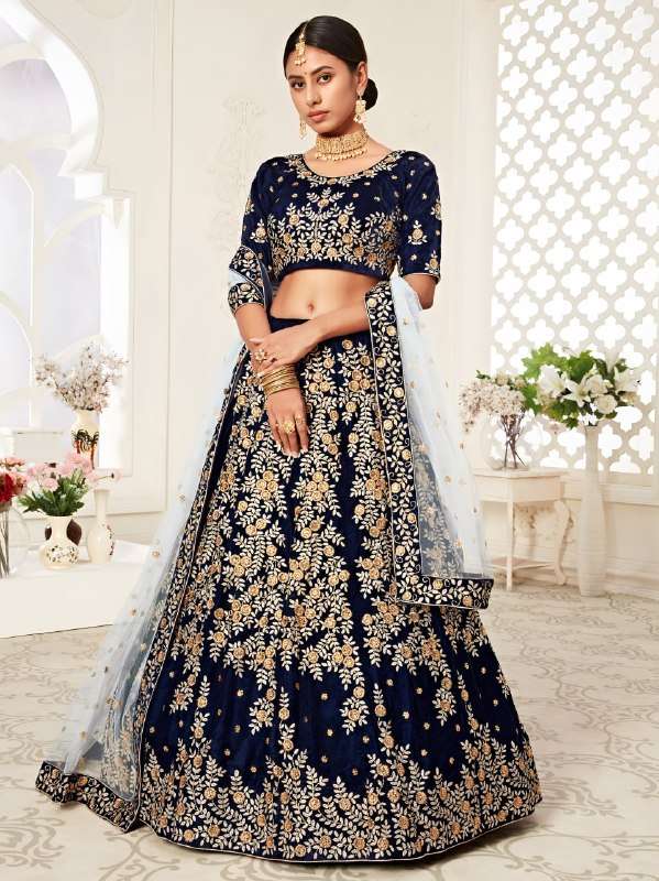 Navy blue colour fancy and beautiful velvet fabric for a roy...