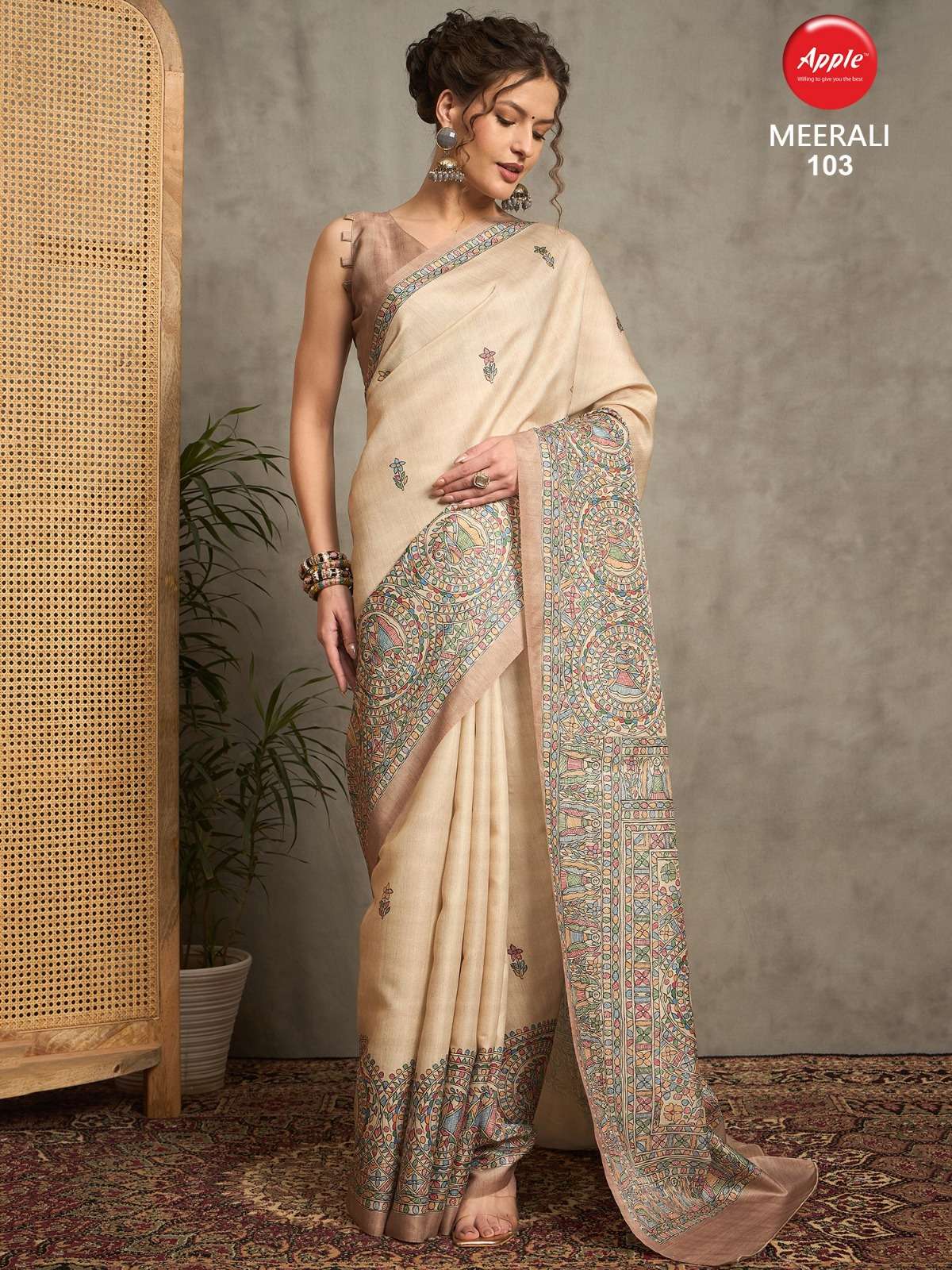NEW APPLE MEERALI MADHUBANI FANCY FABRIC WITH SIMPLE DIGITAL...