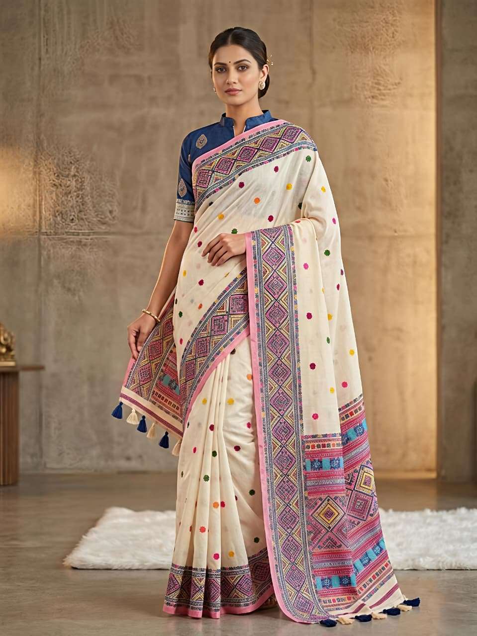 NEW ARRIVAL PREMIUM ASSAMESE CHADOR MULBERRY IKKAT SILK FABR...