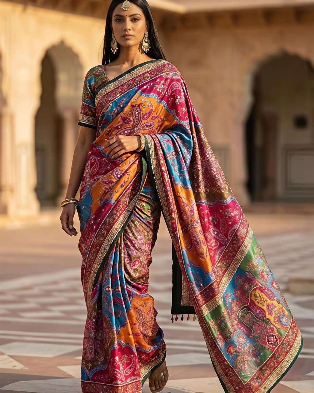NEW ARRIVAL RAJ TILAK HEAVY MASKALI CREAP FABRIC SAREE RESEL...