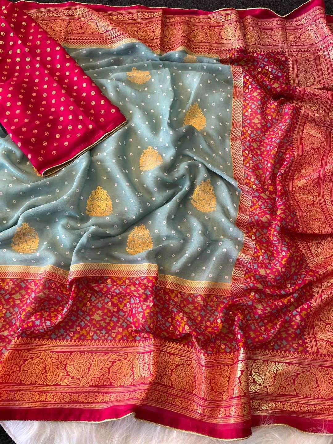 New arrivals Heavy marsh mellow blooming Colour Saree resell...