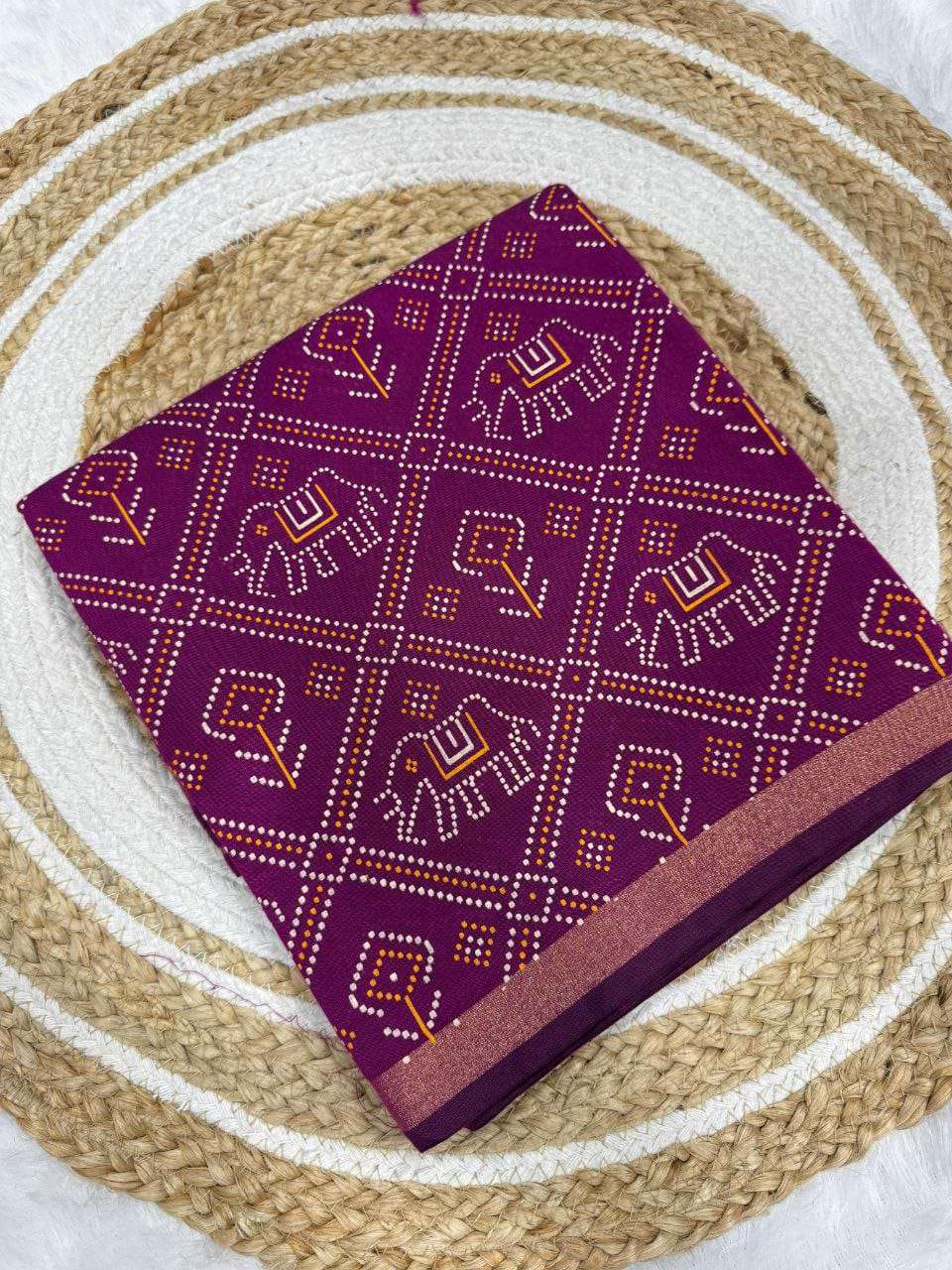 New Bandhani Gadhval fancy fabric with iconic design Saree R...