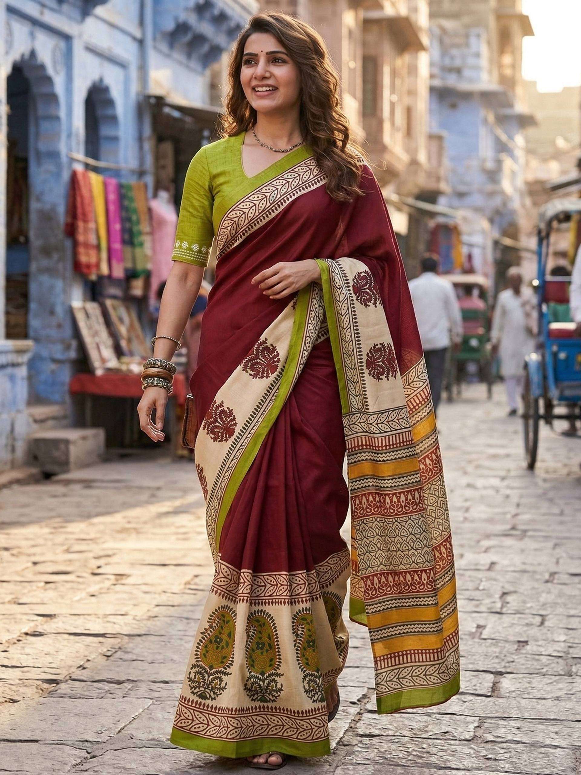 NEW CELEBRITY BEAUTIFUL AJRAKH HAND BLOCK PRINT MULMUL COTTO...