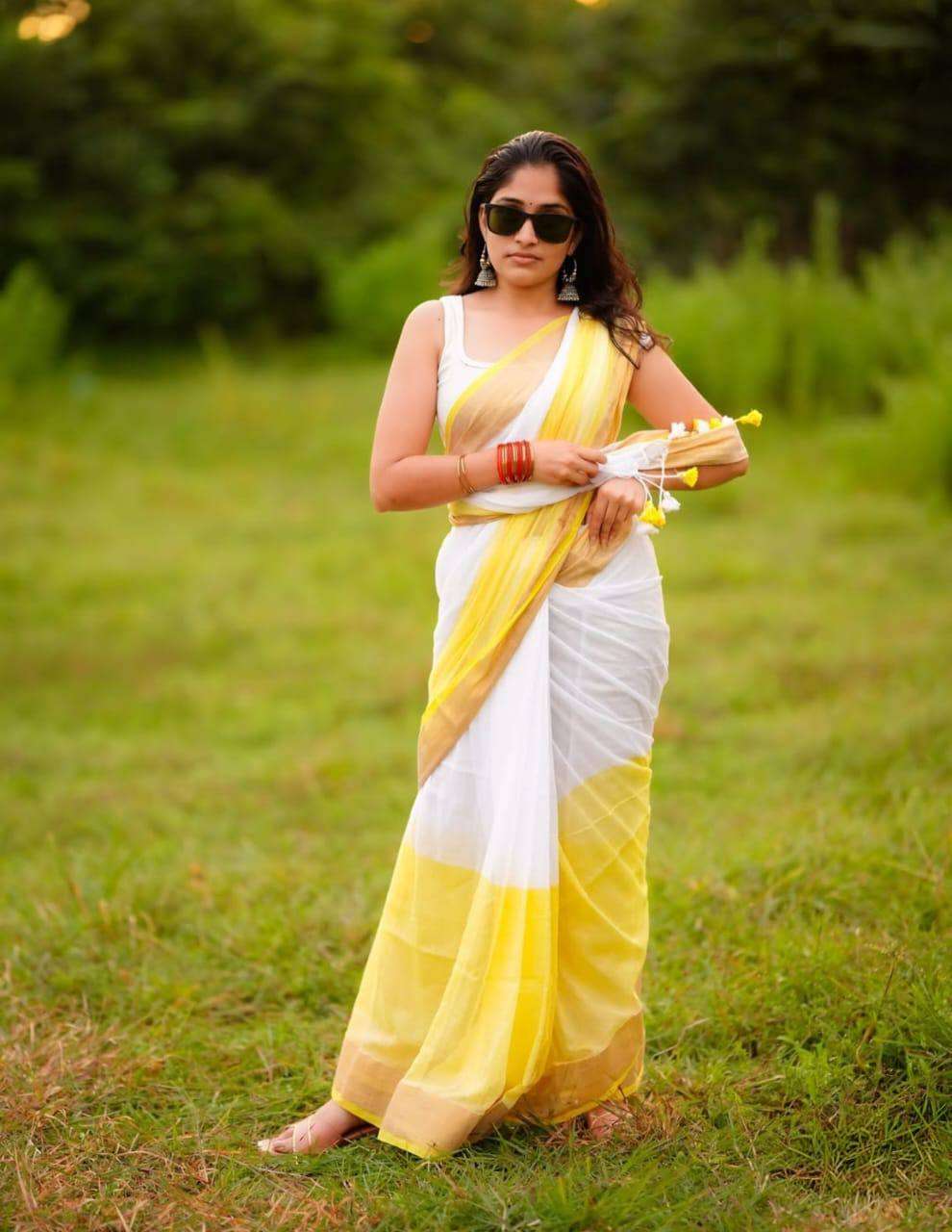 New Designer Onam Special Linen fabric with beautiful Digita...