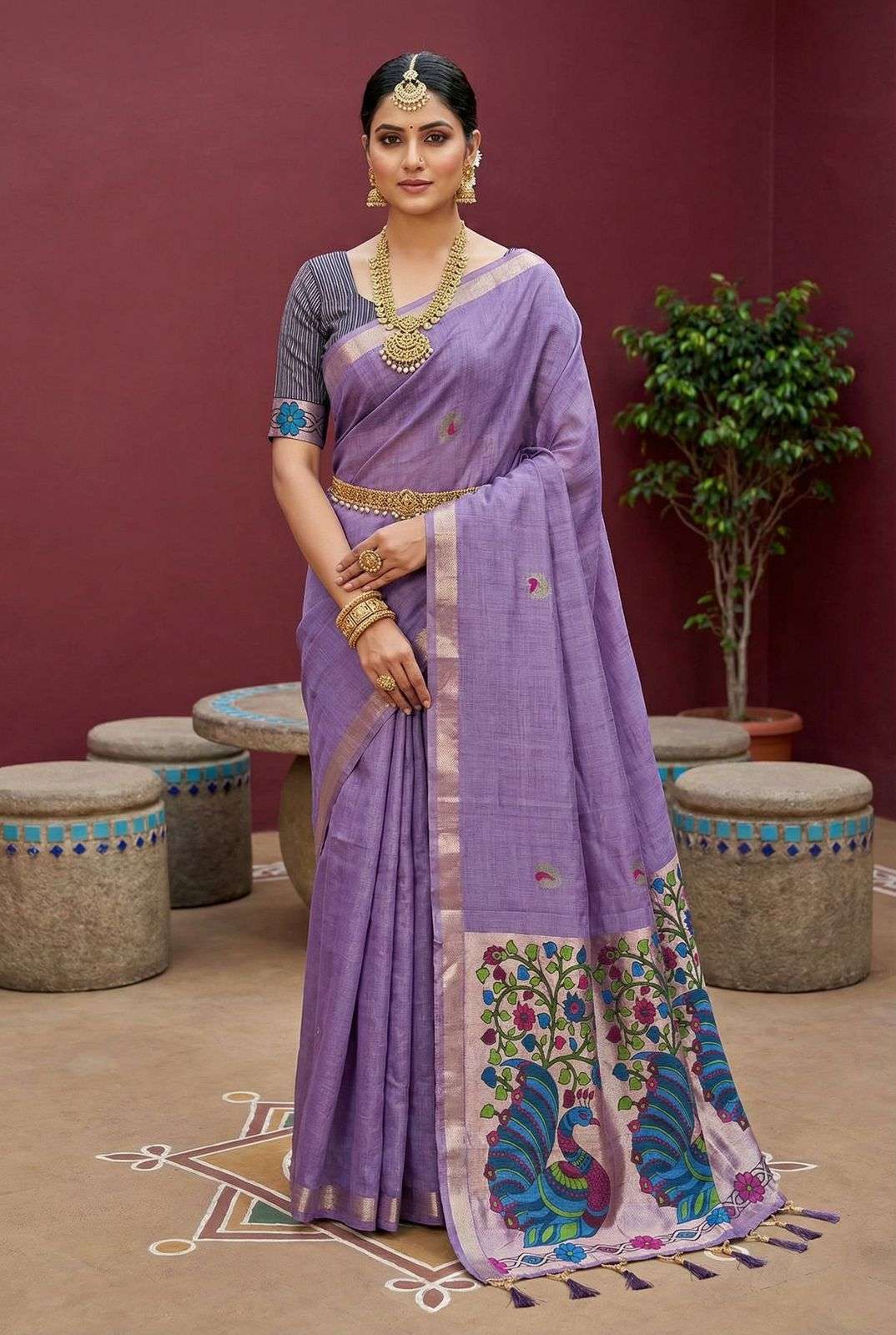 New Launch Muga Cotton Paithani fancy and fashion fabric sar...