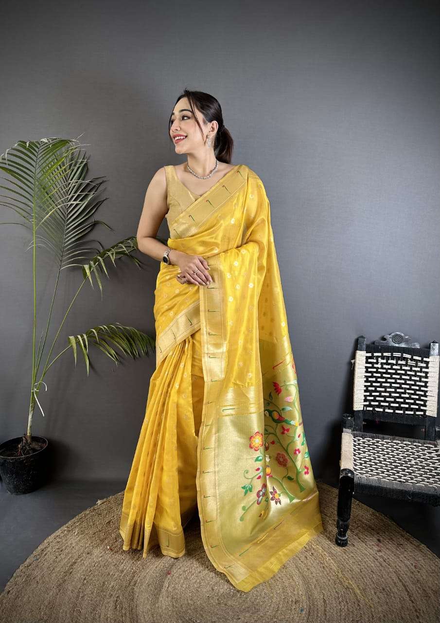   New Launching Urvi Paithani Heavy Tissue mina butti with w...