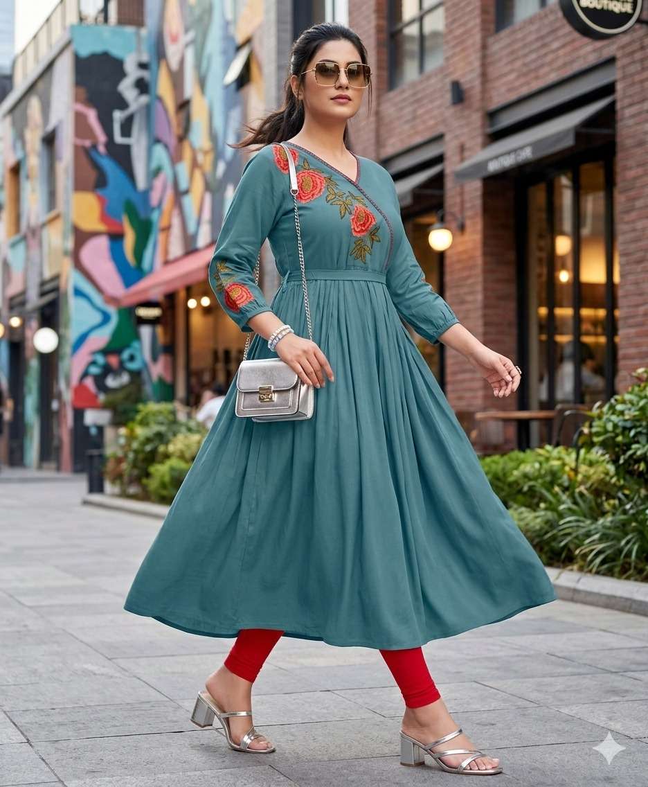 NORA STYLE HEAVY RAYON THREAD WORK KURTI FASHION WHOLESALER ...