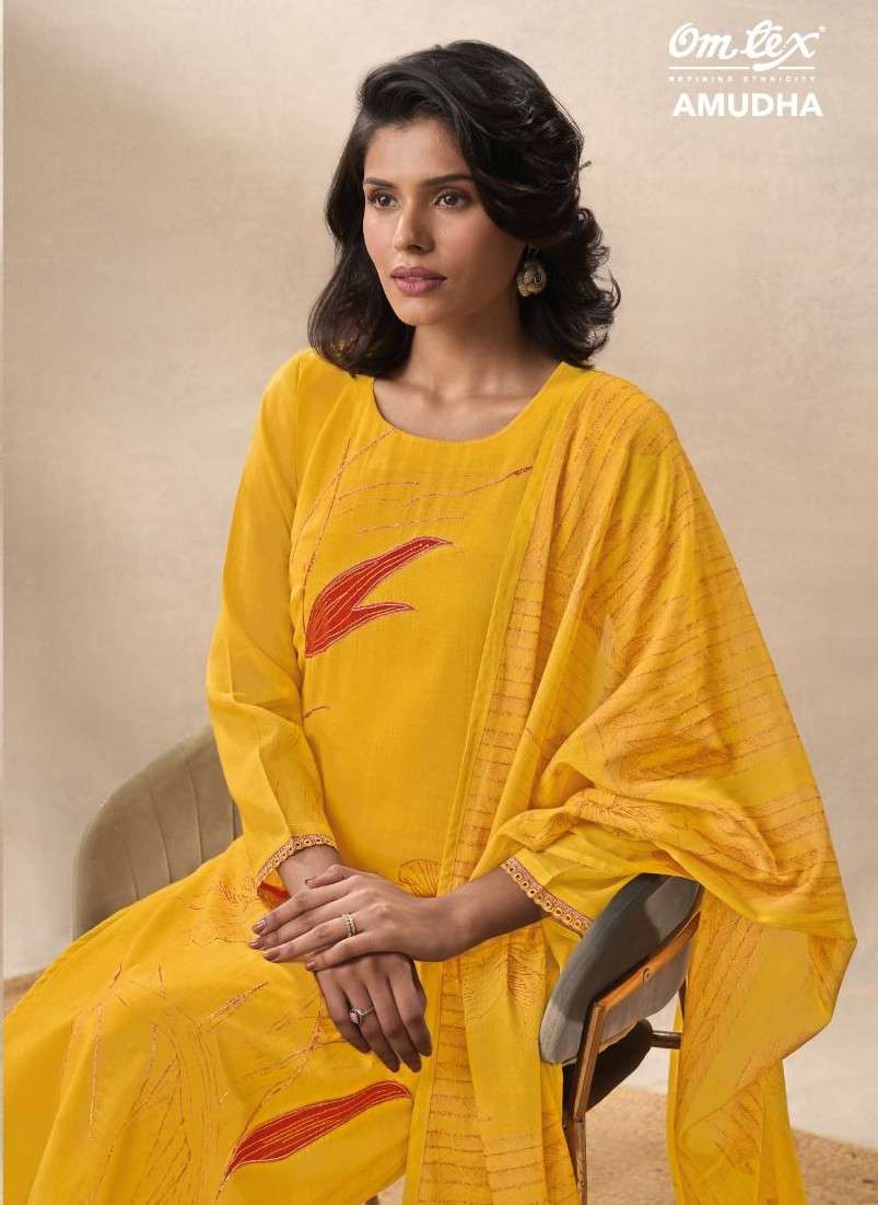 OMTEX AMUDHA CHANDERI SILK DIGITAL EMBROIDERY SALWAR SUIT WH...