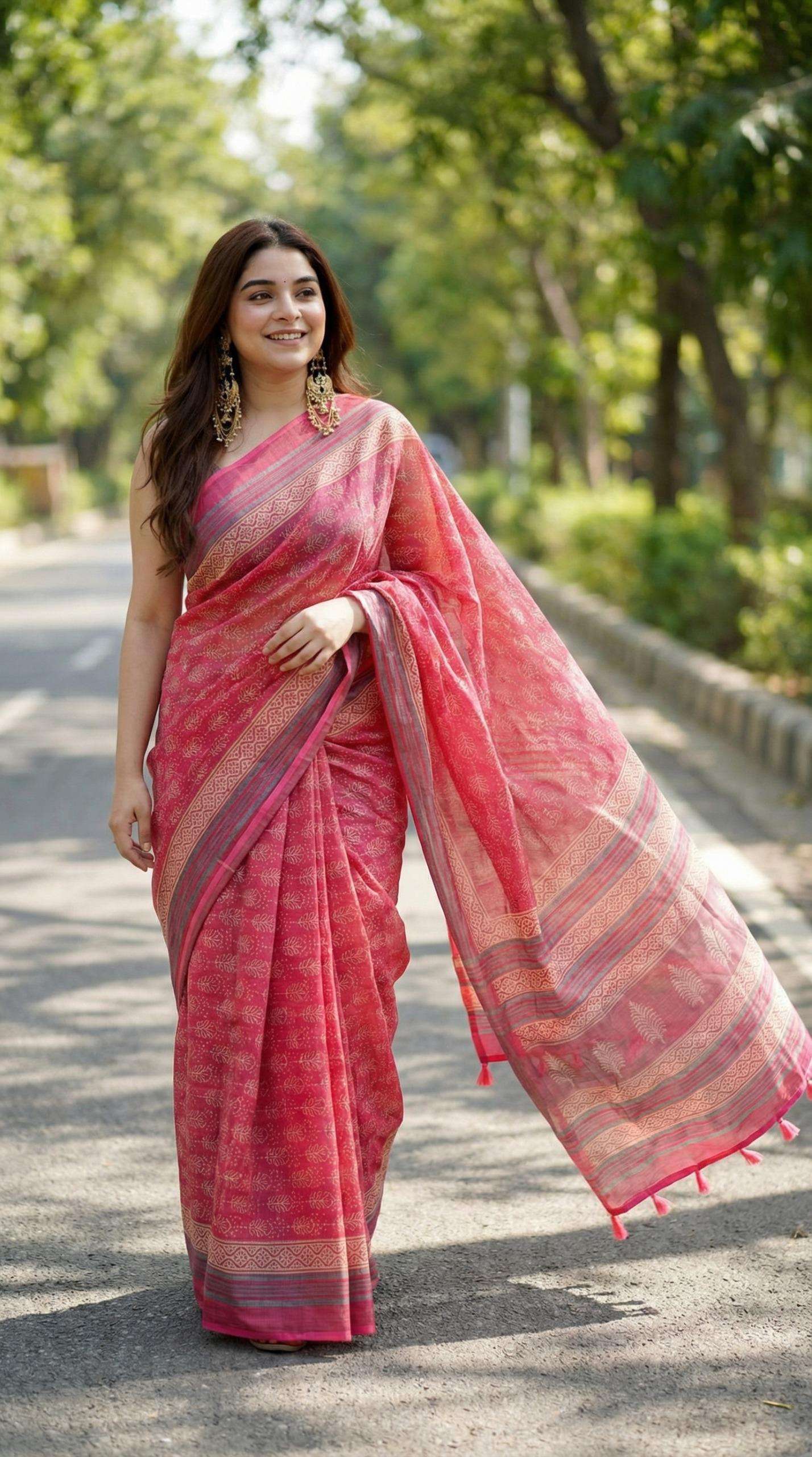  Original and soft Linen fabric With Silver Jari Patt saree ...