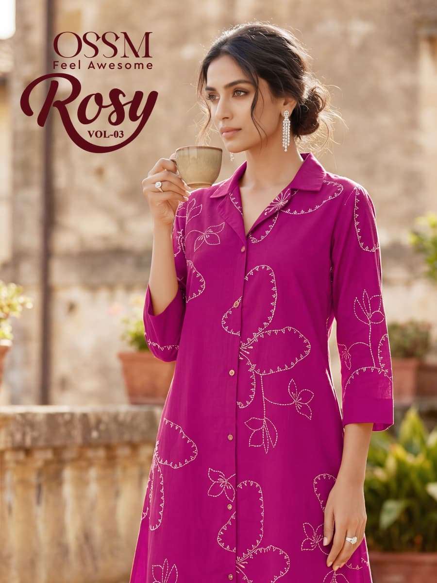 OSSM ROSY VOL 3 COTTON A LINE KURTI PANT LIKE OFFICE AND DAI...