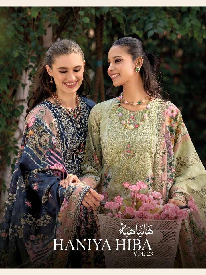 PAKIZA PRINTS HANIA HIBA VOL 23 LAWN COTTON NECK PAKISTANI S...