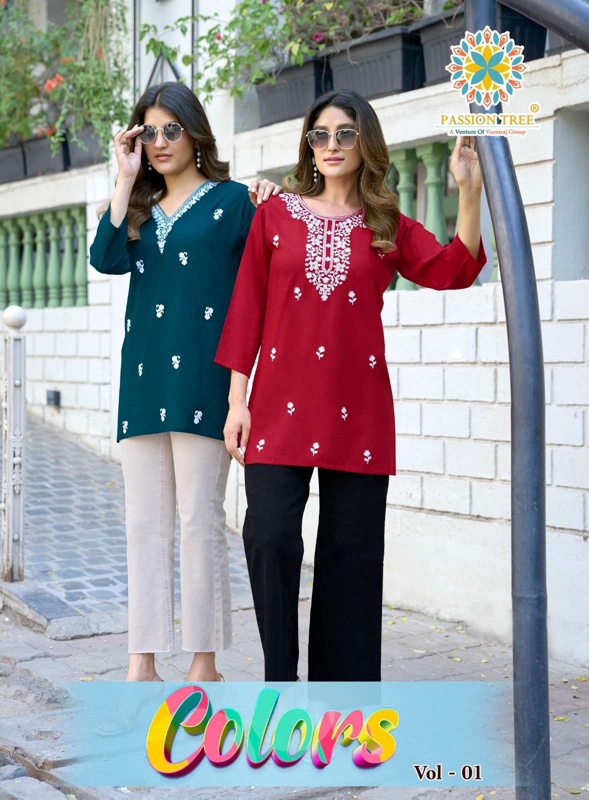 PASSION TREE COLORS VOL 1 HEAVY RAYON PLAIN WITH LUCKNOWI WO...