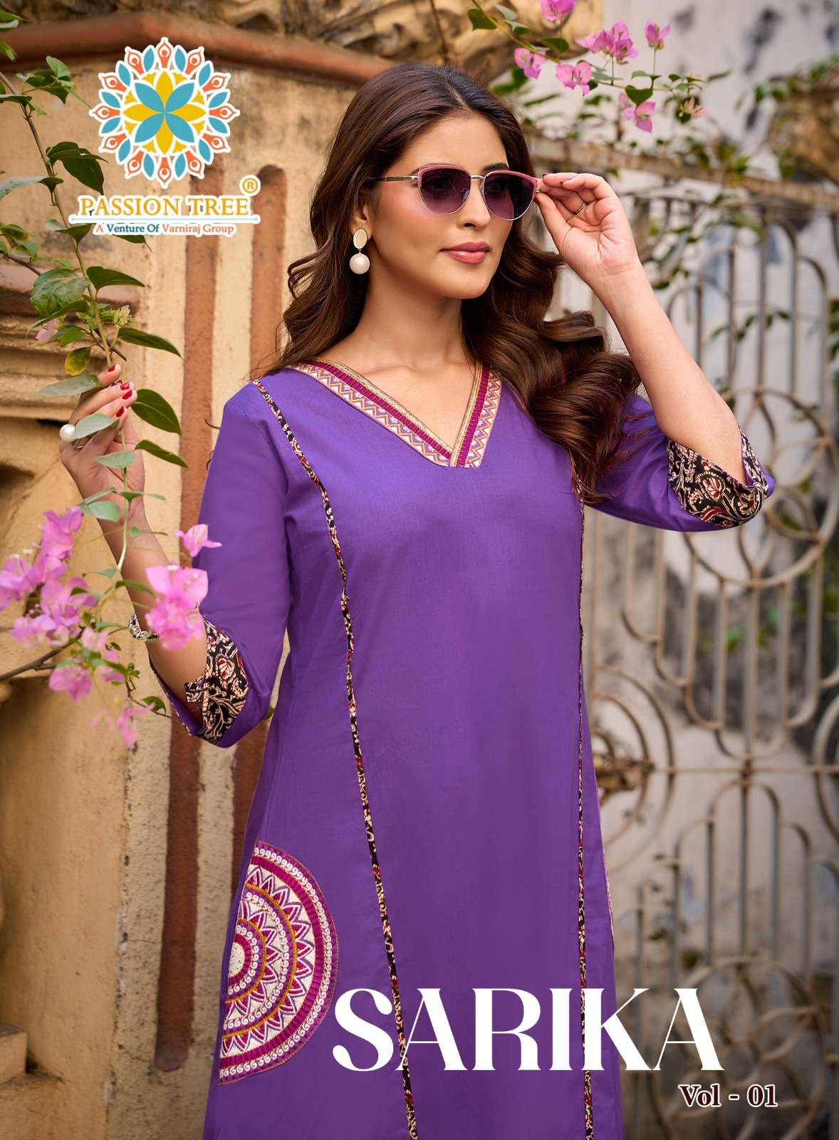 PASSION TREE SARIKA VOL 1 COTTON A LINE KURTIS WITH PLAZZO W...