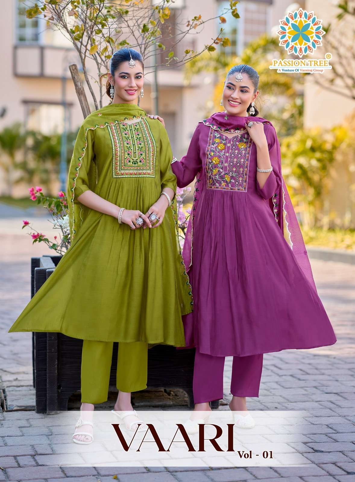 PASSION TREE VAARI VOL 1 KURTIS & PENT WITH DUPATTA SIMPLE R...