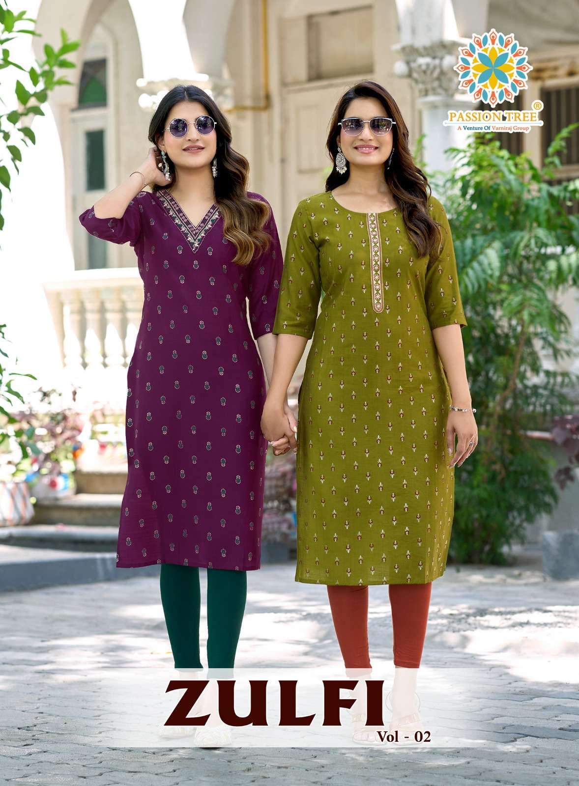 PASSION TREE ZULFI VOL 2 VETICAN PRINT STRAIGHT KURTIS TOP C...