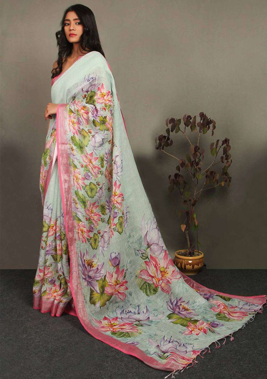 Plain And pure Linen in Comfortable fabric with Simple flora...