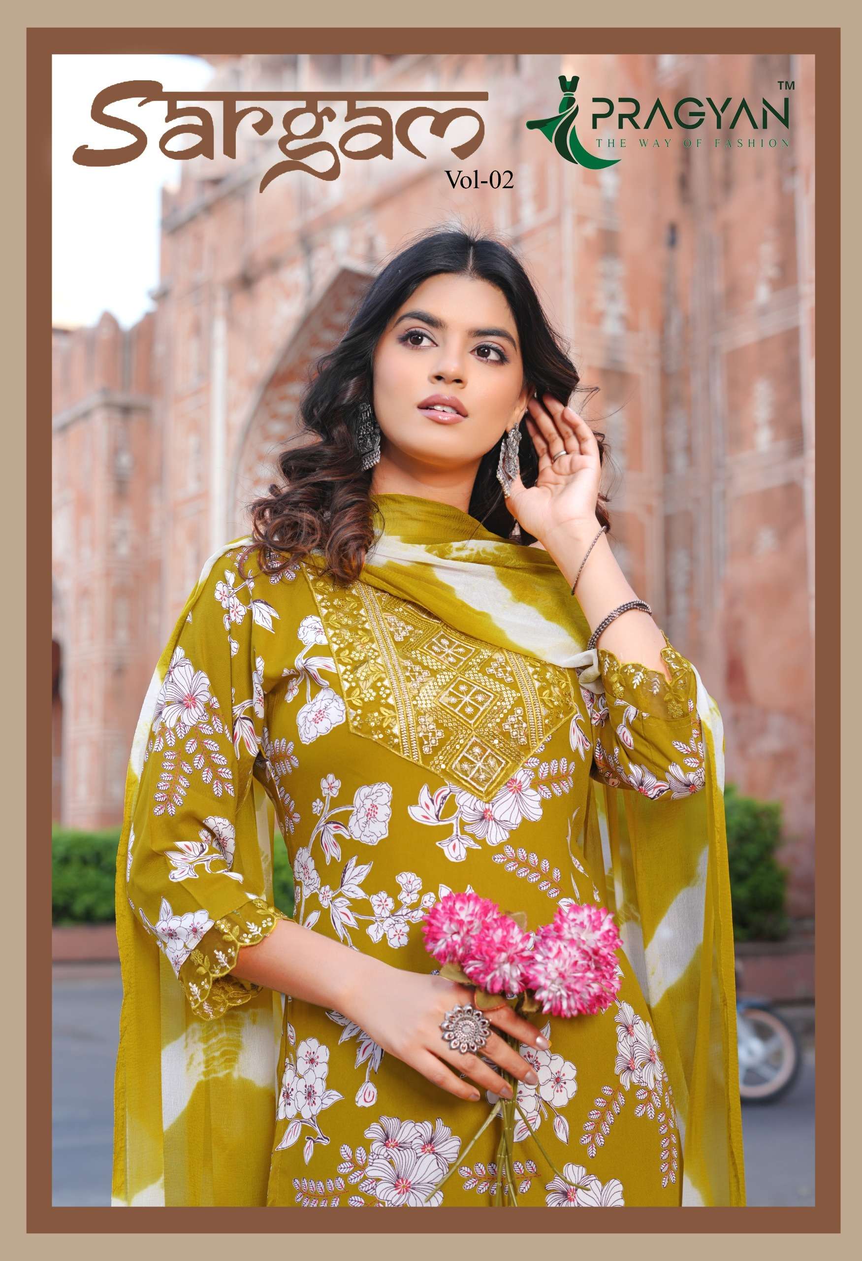 PRAGYAN SARGAM VOL 2 BRAND RAYON PRINTED 3 PIECE SUIT YOUNG ...