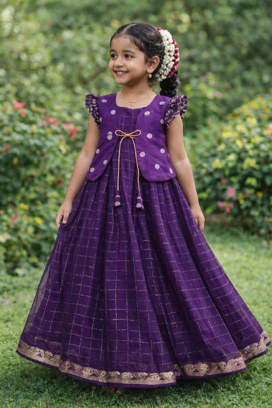 PRASANTI PURPLE COAT GOWN FOR PARTY WEAR KIDS GIRL WHOLESALE
