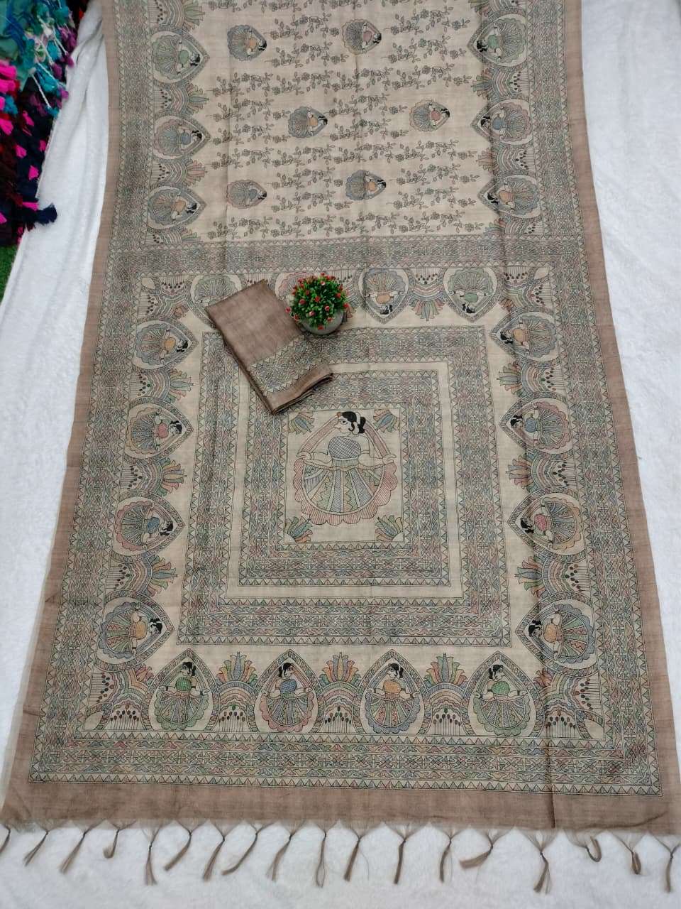 PREMIUM AND RAW SILK FABRIC WITH BEAUTIFUL HANDMADE MADHUBAN...